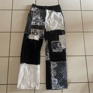 Patchwork Black and White Jeans